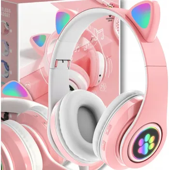 Sluchátka BEZDRÁTOVÁ SLUCHÁTKA PŘES UŠI S KOČIČÍMI UŠIMA BLUETOOTH PRO DĚTI