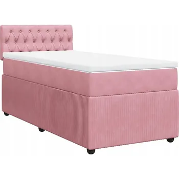 Postel Kontinentální postel růžová 200 x 100 x 100,5 cm s matrací a topperem