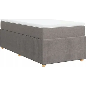 Postel Kontinentální postel s matrací 100x200 cm, taupe/bílá, s topperem