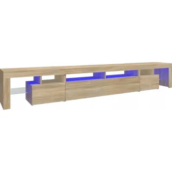 Televizní stolek TV stolek s RGB LED osvětlením, Materiál na bázi dřeva, Dub Sonoma, 260x