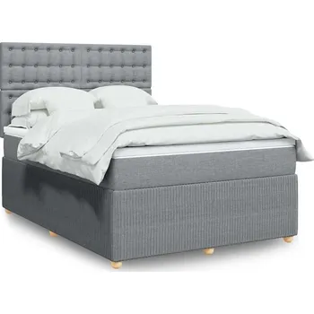 Postel vidaXL Box spring postel s matrací 140x200 cm textil [3292093] Barva: světle šedá