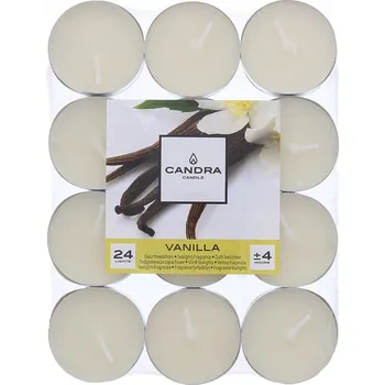 Svíčka Parafínové čajové svíčky Vanilla Candra 24 ks