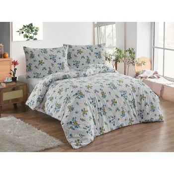 Povlečení Brotex Krepové povlečení Olivie modré 140 x 200, 70 x 90 cm nítěné knoflíky