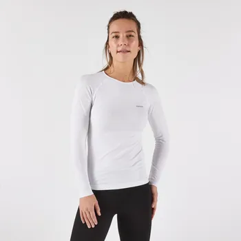 Dámská mikina KIPRUN Dámské běžecké bezešvé tričko s dlouhým rukávem Run 500 XS BÍLÁ
