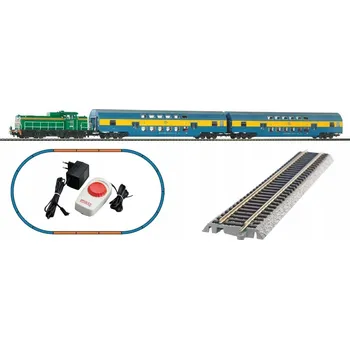 Vláček a vláčkodráha Startovací sada osobní patrový vlak PKP SM42, koleje s náspem PIKO 97934