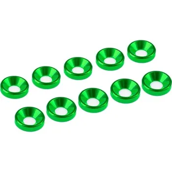 RC vybavení 3 mm hliníkové konické podložky zelené, 10 ks. Ultimate Racing - RC_322357