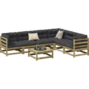 Zahradní sestava vidaXL 7dílná zahradní sedací souprava masivní borovice [3299463] Barva: Přírodně impregnované