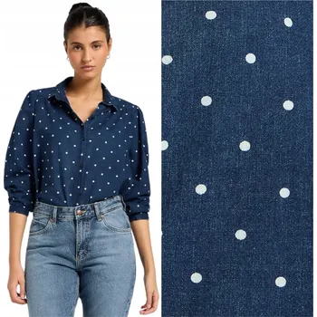 Dámské oblečení Lee dámská košile s dlouhým rukávem, puntíky, modrá, SHIRRED BLOUSE, velikost S