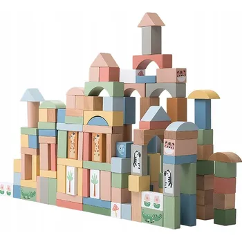 ostatní stavebnice Dřevěná vzdělávací sada, stavební stavebnice Montessori, 120 dílů