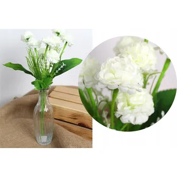 umělá květina Kytice Karafiátů 2 ks, výška 38 cm, 6 stonků (9 květů 4,5 cm), BÍLÁ KMD-2410A