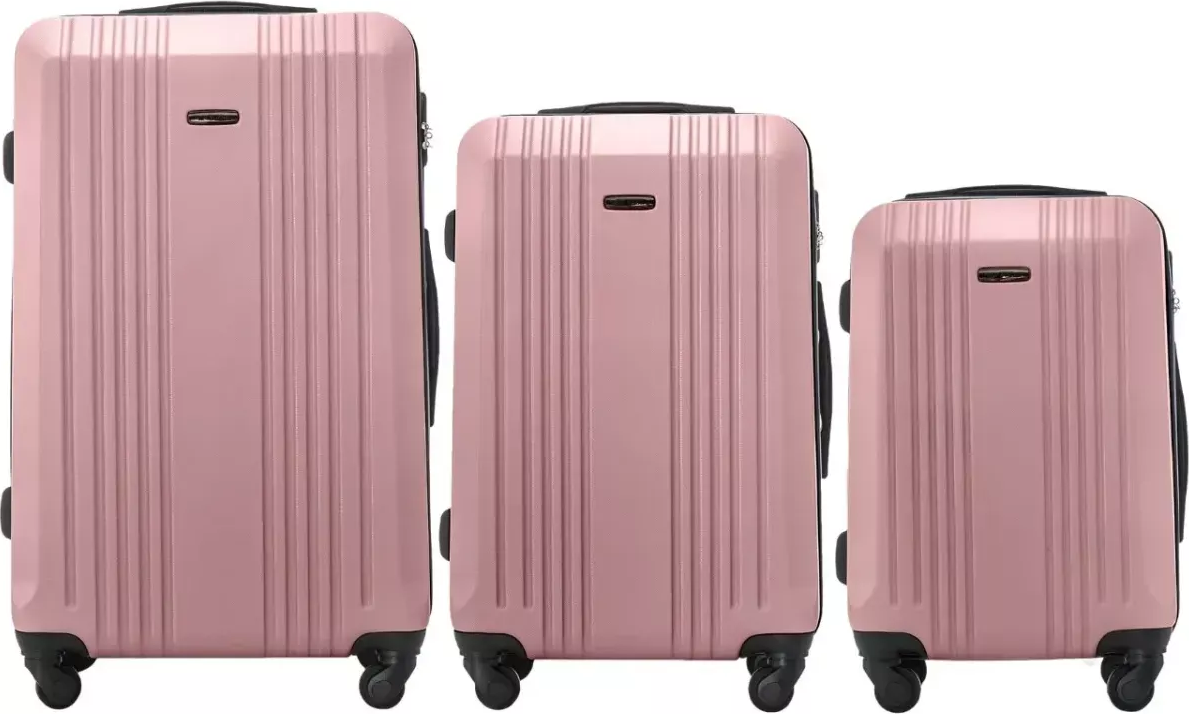 WINGS Cestovní kufry sada KESTREL ABS ROSE GOLD L,M,S