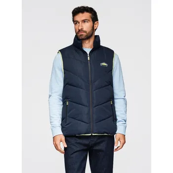 Pánská casual bunda Ombre Men's quilted sleeveless jacket with neon accents - navy blue Ombre modrá 3020172