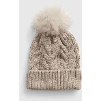 Čepice GAP Dětská čepice s bambulí - Holky GAP bílá | hnědá 2143472