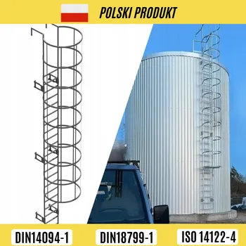 Žebřík ŽEBŘÍK OCELOVÝ S OCHRANNÝM KOŠEM 6,6M LAKOVANÝ