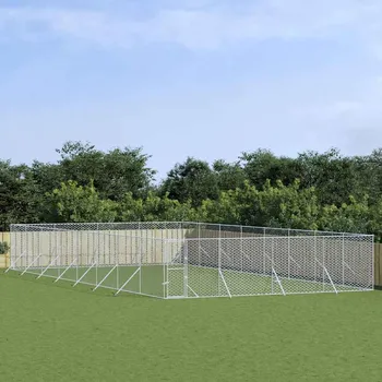 klec pro psa vidaXL Venkovní psí kotec stříbrný 8 x 16 x 2 m pozinkovaná ocel [3190466]
