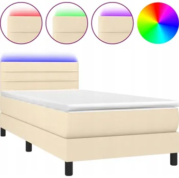 Postel Kontinentální postel s LED diodami, krémová, 203 x 80 x 78/88 cm