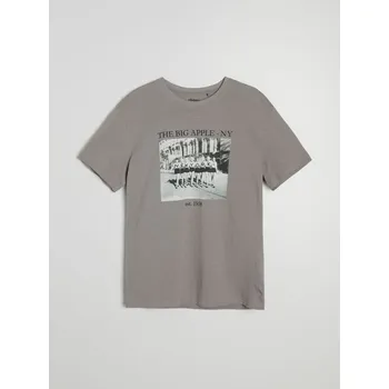 Pánské tričko Sinsay - Bavlněná košilka s potiskem - šedá - 277HL-85X - 277HL-85X-XL