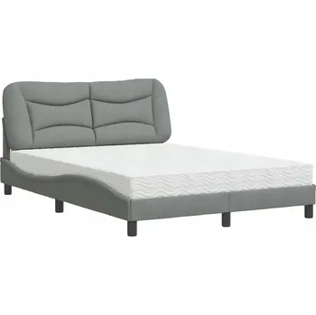 Postel Postel s matrací 90x190 cm světle šedá s čelem a tvrdostí H2/H3