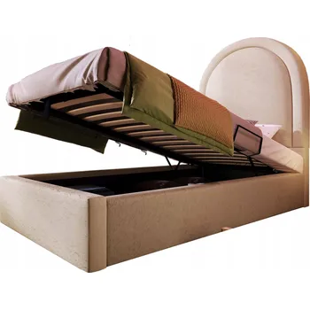 Postel Jednolůžková dřevěná postel Arhatreya 90x190 cm, béžové odstíny