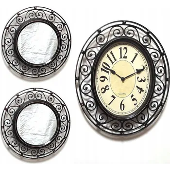 Hodiny OZDOBNÉ TICHÉ HODINY NÁSTĚNNÉ RETRO PLUS 2 ZRCADLA SADA 874