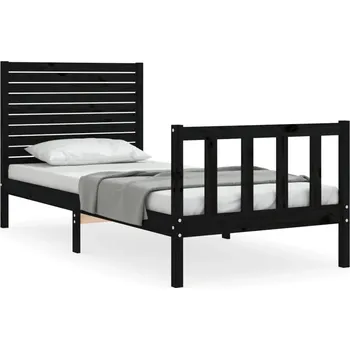 Postel Černá dřevěná borovicová postel 195,5 x 80,5 x 100 cm