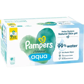 Dětský vlhčený ubrousek Pampers Harmonie Aqua vlhčené ubrousky 9 x 48 ks