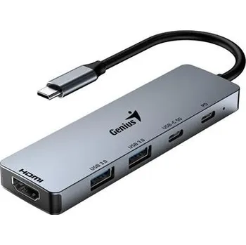 Genius hub UH-500 USB-C na HDMI 2x USB3.0 USB-C 100W PD šedý
