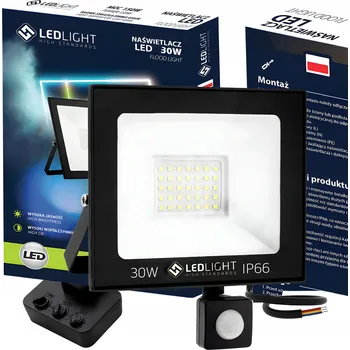 HALOGEN LED S POHYBOVÝM ČIDLEM 30W LAMPA Reflektor Světlomet VENKOVNÍ