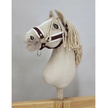 Hobby horsing Nastavitelná ohlávka pro koně Hobby Horse A3 hnědá s bílou kožešinou