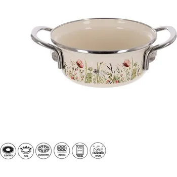 Hrnec Kastrol smalt MÁK smetanová/mix barev průměr 14 cm 1 l