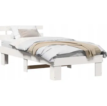 Postel Rám postele s borovicovým čelem 75 x 190 cm, bílá barva