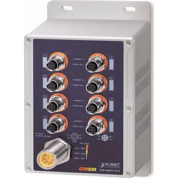 Počítačové příslušenství Planet vodotěsný průmyslový PoE switch, 8xFE M12, 8x PoE 802.3at 30W/180W, -40~+75°C, 12-56VDC, IP67