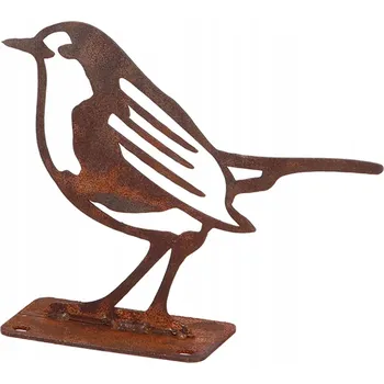 Zahradní dekorace ZAHRADNÍ DEKORACE PTAČÍček červenka ocel Corten rezavá rez stojící dekorace v10cm