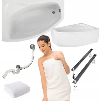 Vana Asymetrická akrylátová vana Polimat Frida, boční odtok, 150 x 100 cm