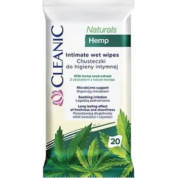 Intimní hygienický prostředek Cleanic Naturals Hemp Vlhčené ubrousky pro intimní hygienu 20 kusů