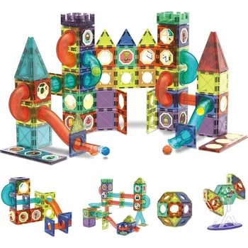 ostatní stavebnice Klocki MAGNETYCZNE KONSTRUKCYJNE Kuličková dráha SVÍTÍCÍ 110 dílů Sada pro děti