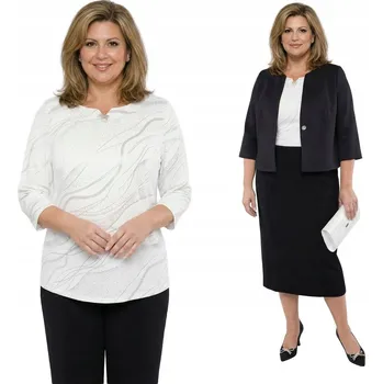 Dámská halenka Bílá halenka s jemným vzorem a ozdobou, plus size velikost 48