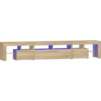 Televizní stolek TV stolek s RGB LED osvětlením, dřevotříska, dub sonoma, 230x