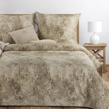 Povlečení Povlečení 140x200 cm z bavlněného saténu s mramorovým vzorem, béžové