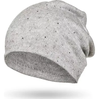 Čepice Dámská čepice zdobená krystalkami PETERSON PTN HAT-05 šedá