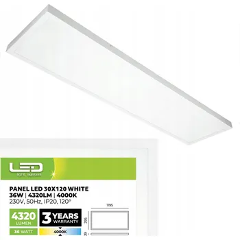 LED Panel nástěnný Stropní Svítidlo Svítidlo černé 36W 30x120 4000K bílé světlo