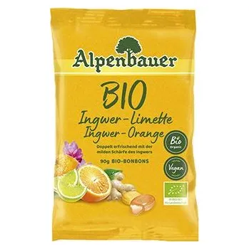Bonbon Alpenbauer BIO Přírodní bonbóny Zázvor, bylinky 90g