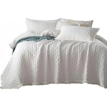 Prostěradlo Přehoz na postel Spod Igły i Nitki z mikrovlákna 140 cm x 200 cm bílý