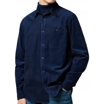 Pánská košile Pánská košile Wrangler tmavě modrá bavlněná s dlouhým rukávem, velikost XXL