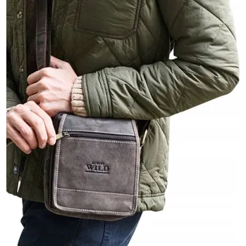 Pánská kožená taška s kapsami Barva: Hnědá