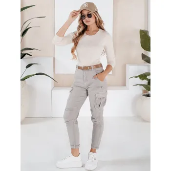 Dámské kalhoty Šedé dámské úzké cargo kalhoty CARGOIF UY2711 Velikost: XS