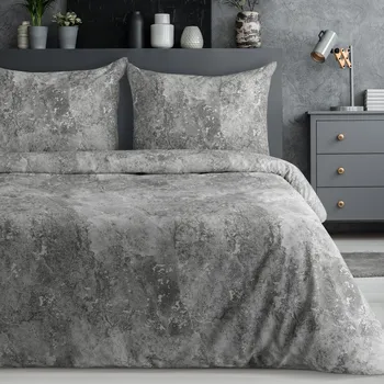 Povlečení Povlečení 220x200 cm z bavlněného saténu, stříbrné a ocelové