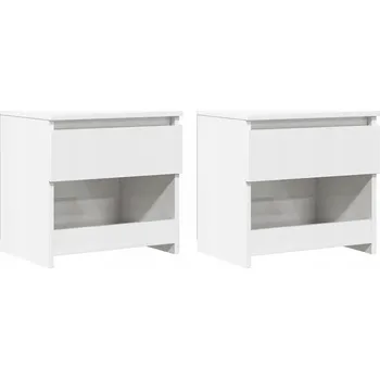 Noční stolek Bílé noční stolky 40 x 30 x 39 cm, materiál na bázi dřeva, 2 ks