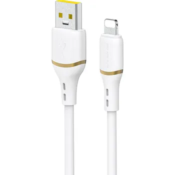 Telefonní příslušenství Dudao L25L USB-A - Lightning kabel 1m 30W s měkkým silikonovým opletením - bílý