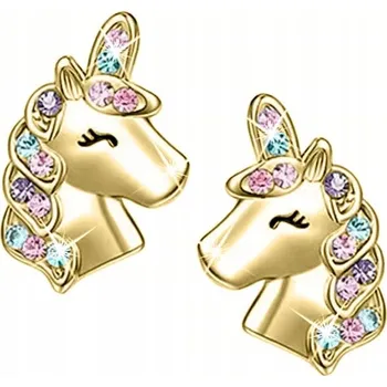 Náušnice ZLATÉ NÁUŠNICE JEDNOROŽCI PRO DÍVKU OCEL CHIRURGICKÁ 316L